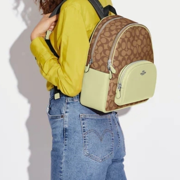 COACH Court Backpack in Signature Canvas Lime Green - Picture 4 of 4